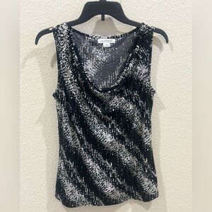 Liz Claiborne black and white sleeveless top